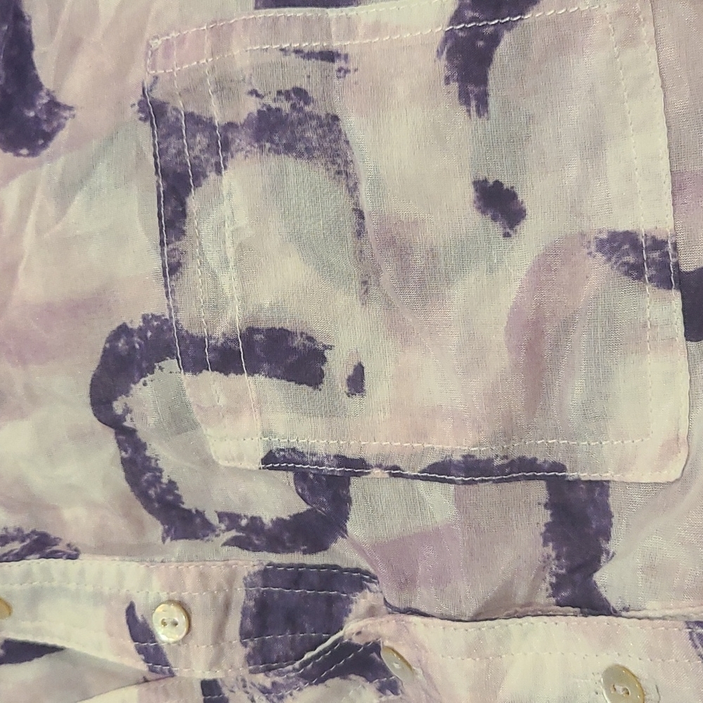 Robert Kitchen Blouse Cotton Silk Blend  Purple, Pink, white - Picture 7 of 9
